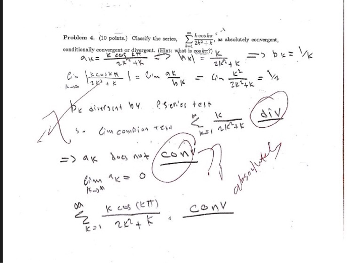 Solved Classify The Series, Sigma^infinity_k = 1 K Cos K