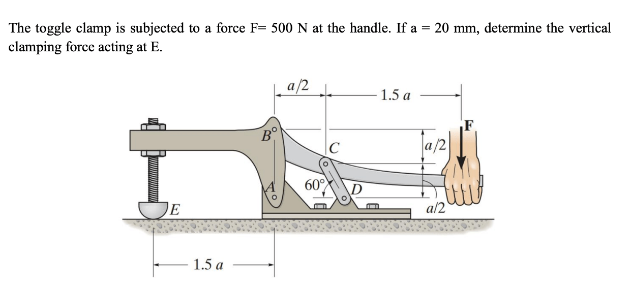 Solved The toggle clamp is subjected to a force F=500 N at