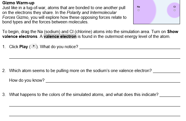 Before using the gizmo.) [note: How Does Polarity Relate To Intermolecular Forces
