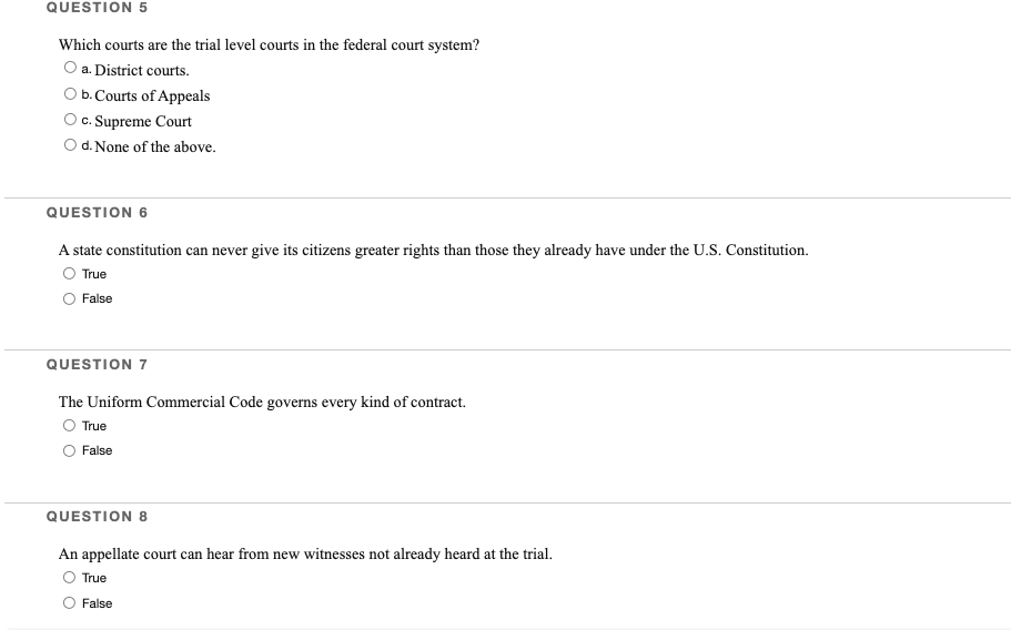 Solved QUESTION 1 The U.S. Supreme Court is the final | Chegg.com