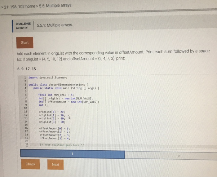 Solved >21198 102 Home> 5.5 Multiple Arrays CHALLENGE 5...