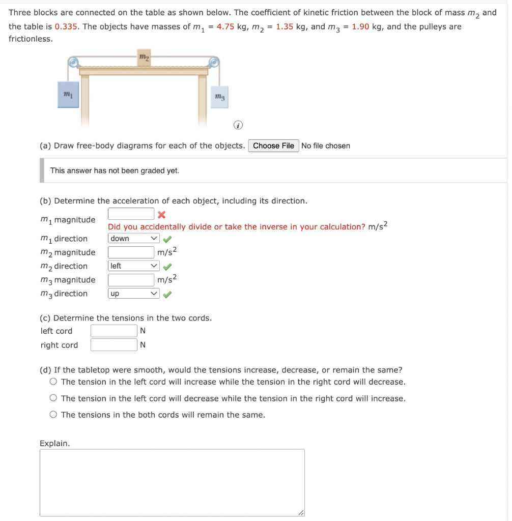Solved Three blocks are connected on the table as shown