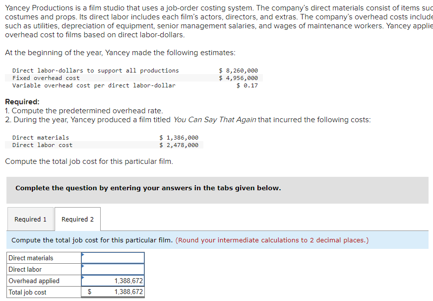 Solved Yancey Productions is a film studio that uses a