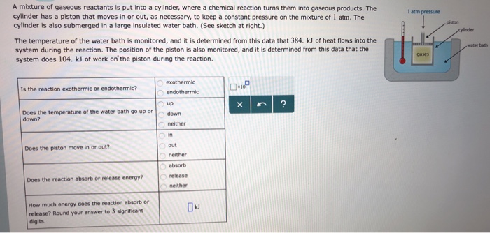Solved A Mixture Of Gaseous Reactants Is Put Into A Cylin...