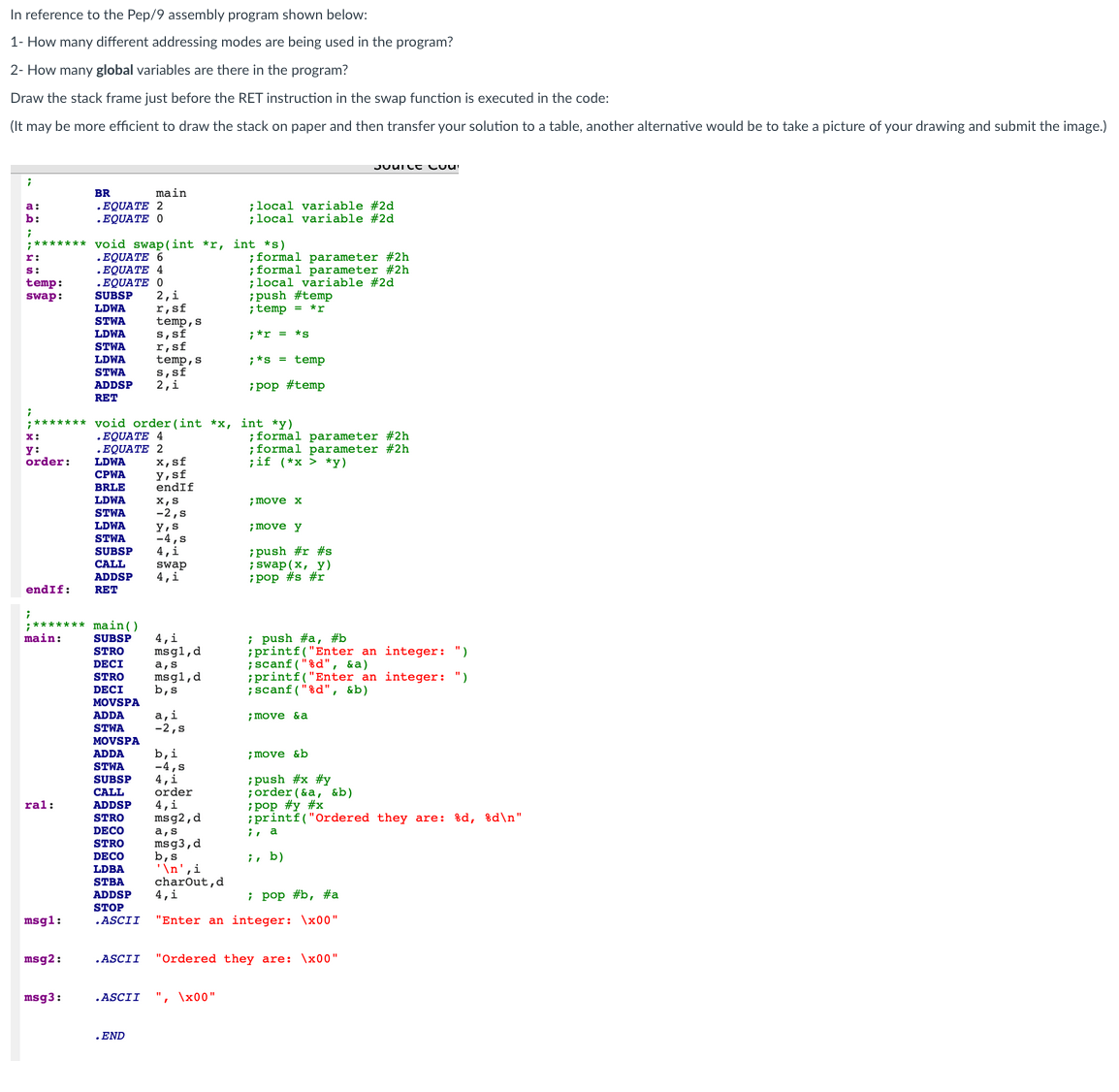 Solved In reference to the Pep/9 assembly program shown