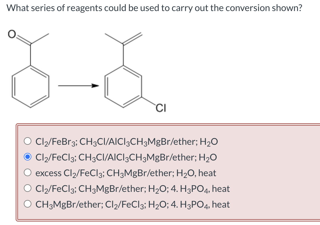 Solved What series of reagents could be used to carry out