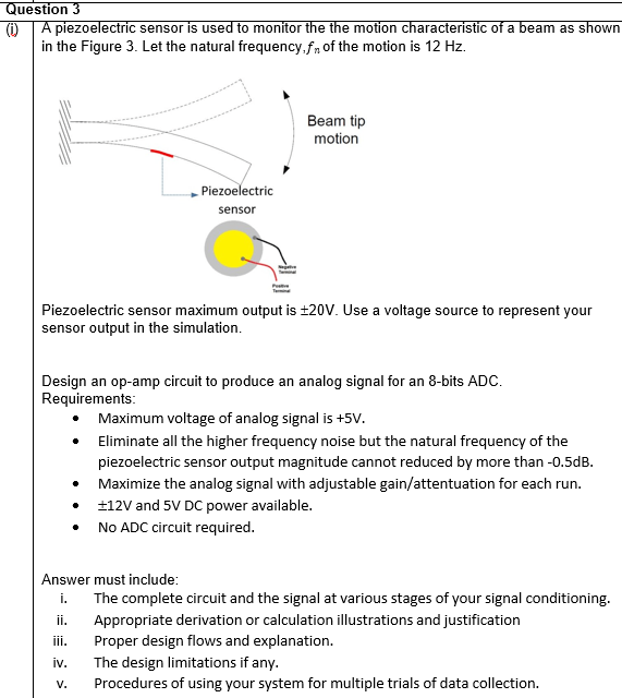 Solved A piezoelectric sensor is used to monitor the the