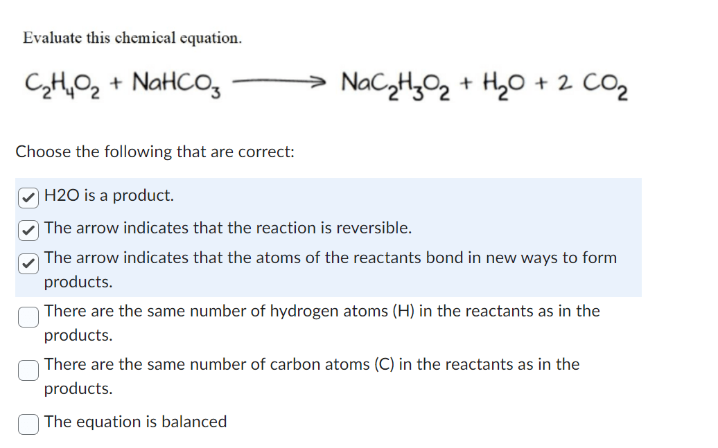 Solved Evaluate this chemical equation.