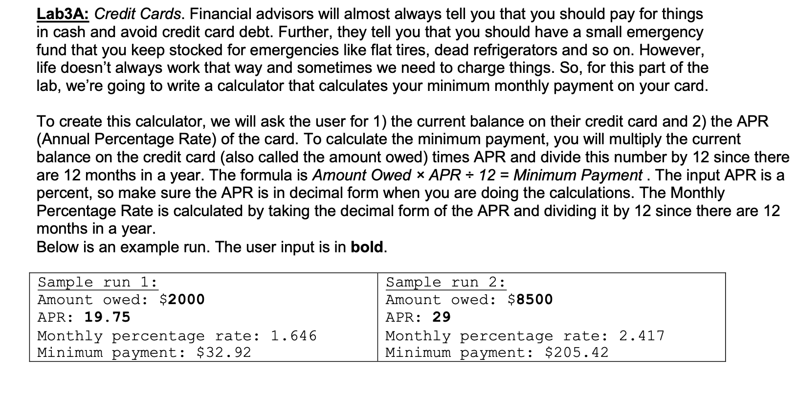 Solved Lab3A Credit Cards. Financial advisors will almost