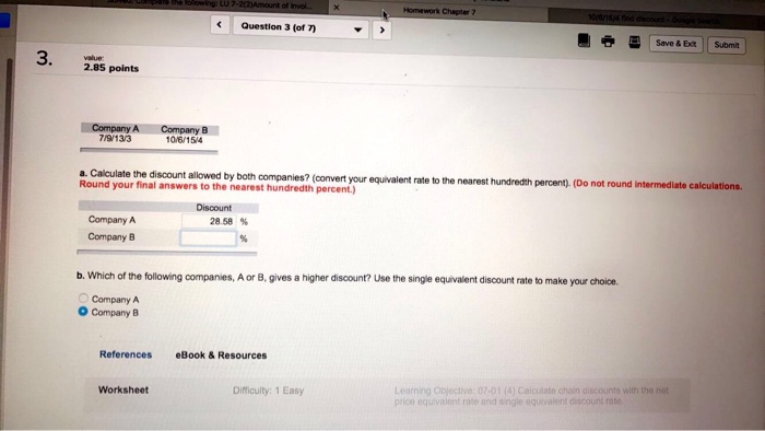 Solved A. Calculate The Discount Allowed By Both Companie...