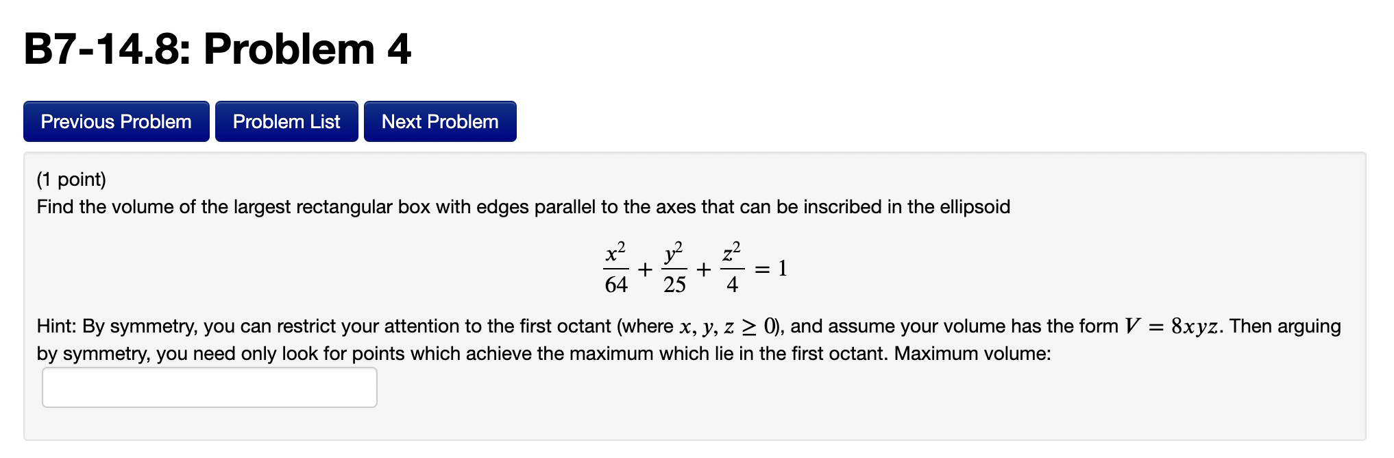 Solved Find the volume of the largest rectangular box with