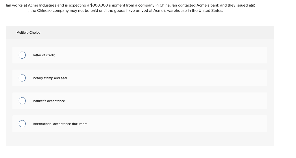What is the purpose of a letter of credit quizlet international