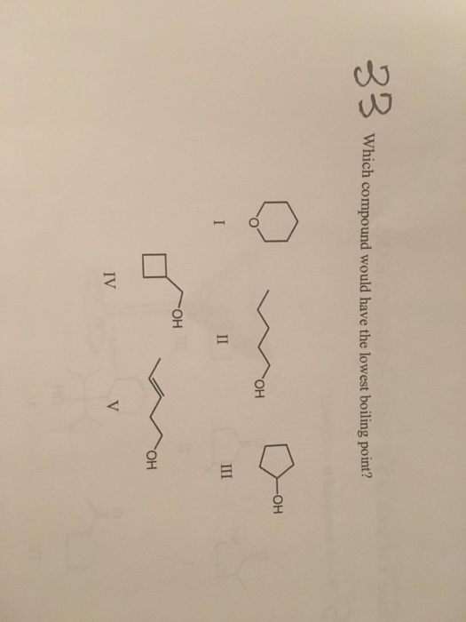 Solved Which Compound Would Have The Lowest Boiling Point...