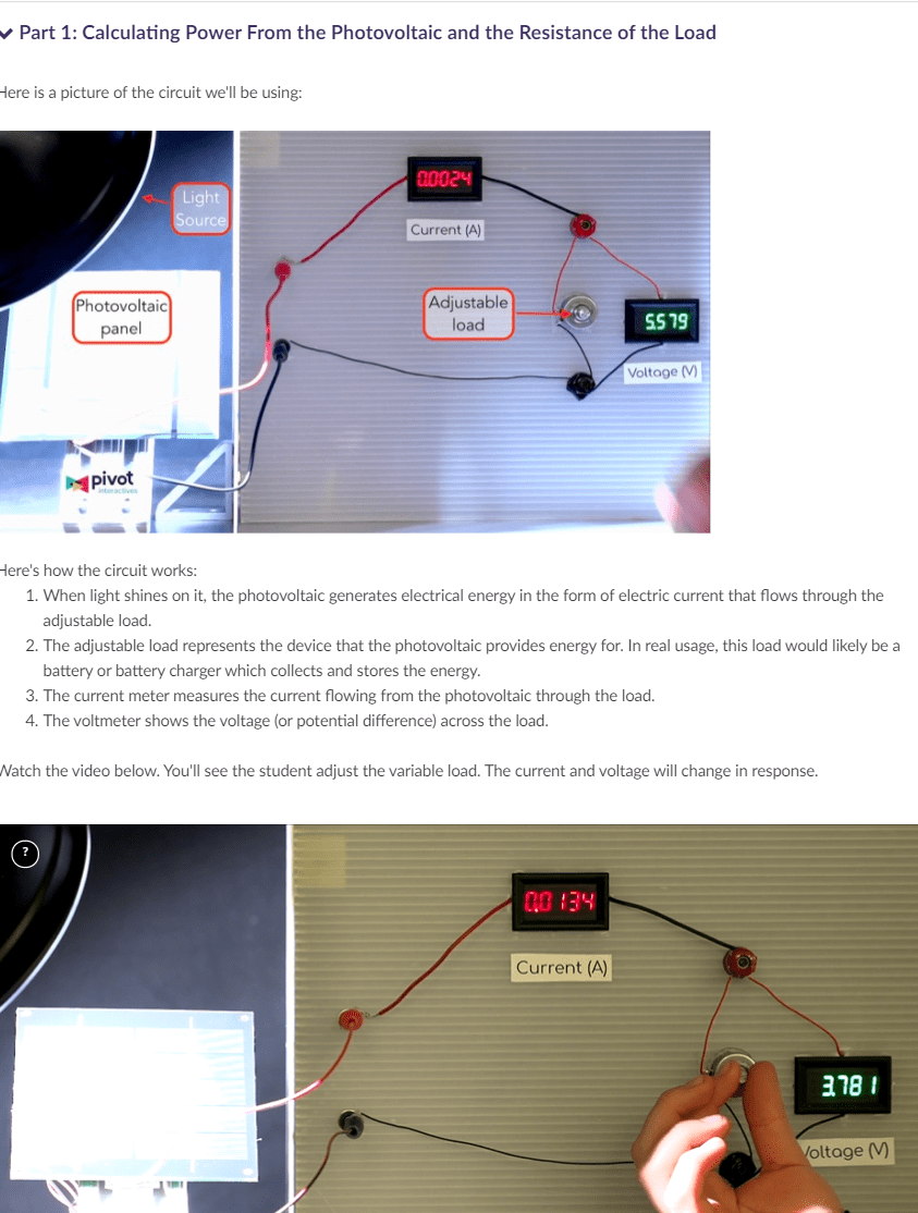 Solved Physics lab Experiment with photovoltalic