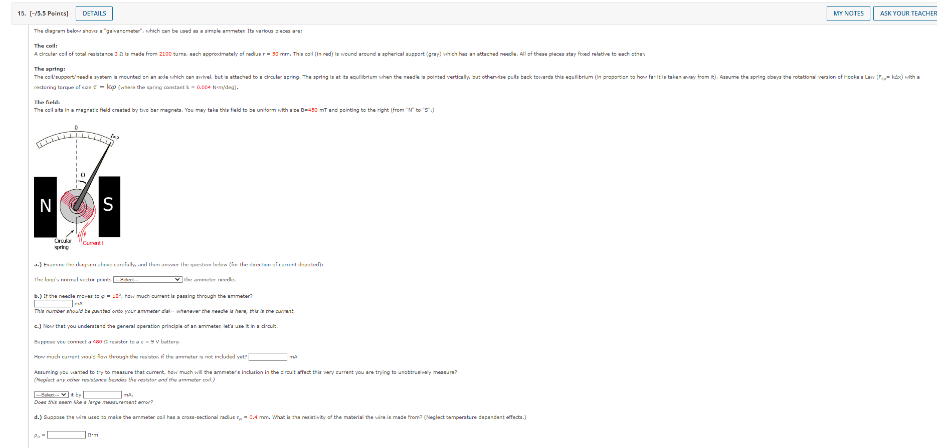 Solved The diagram below shows a "galvanometer", which can | Chegg.com