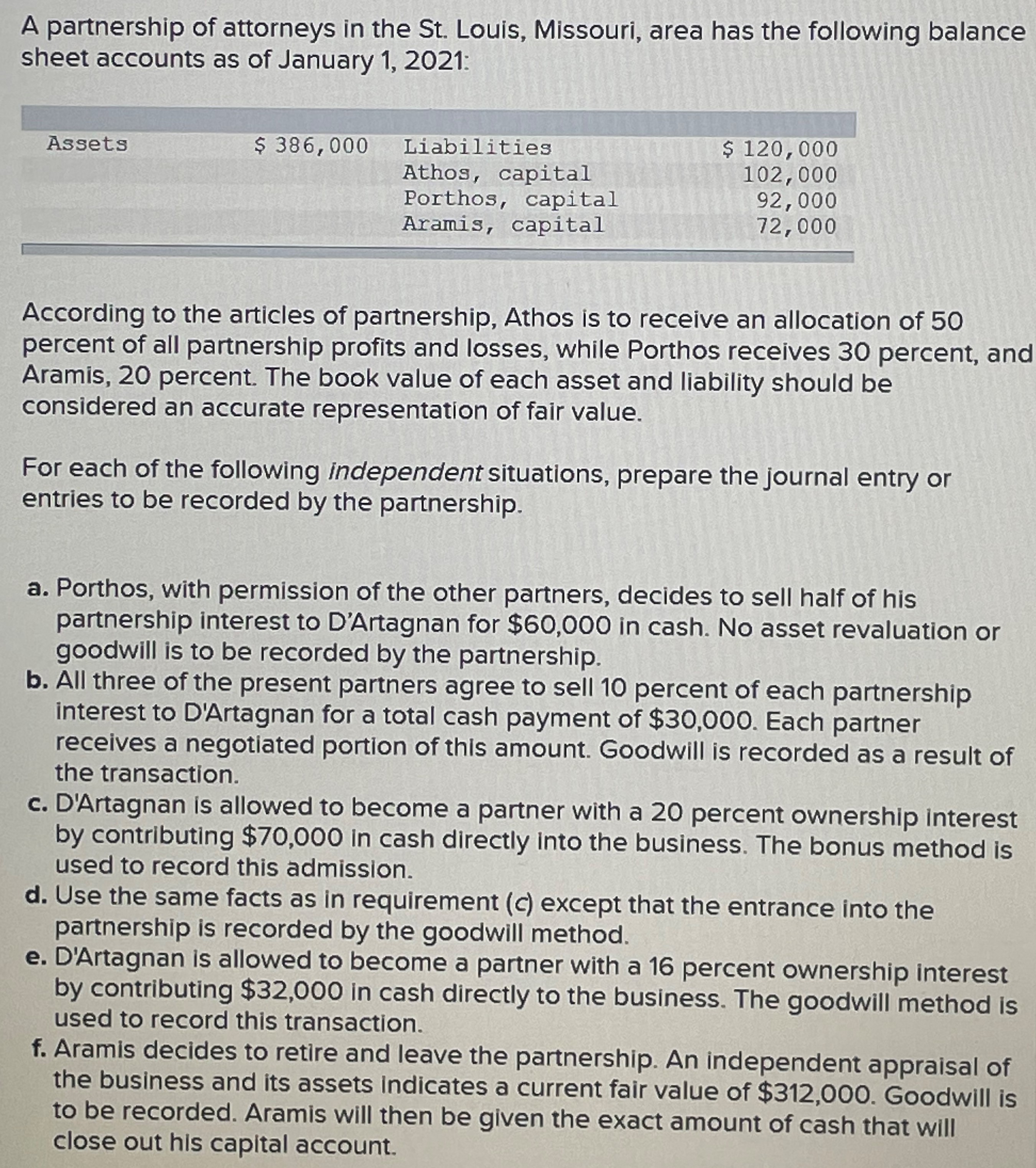 Solved A partnership of attorneys in the St. Louis,