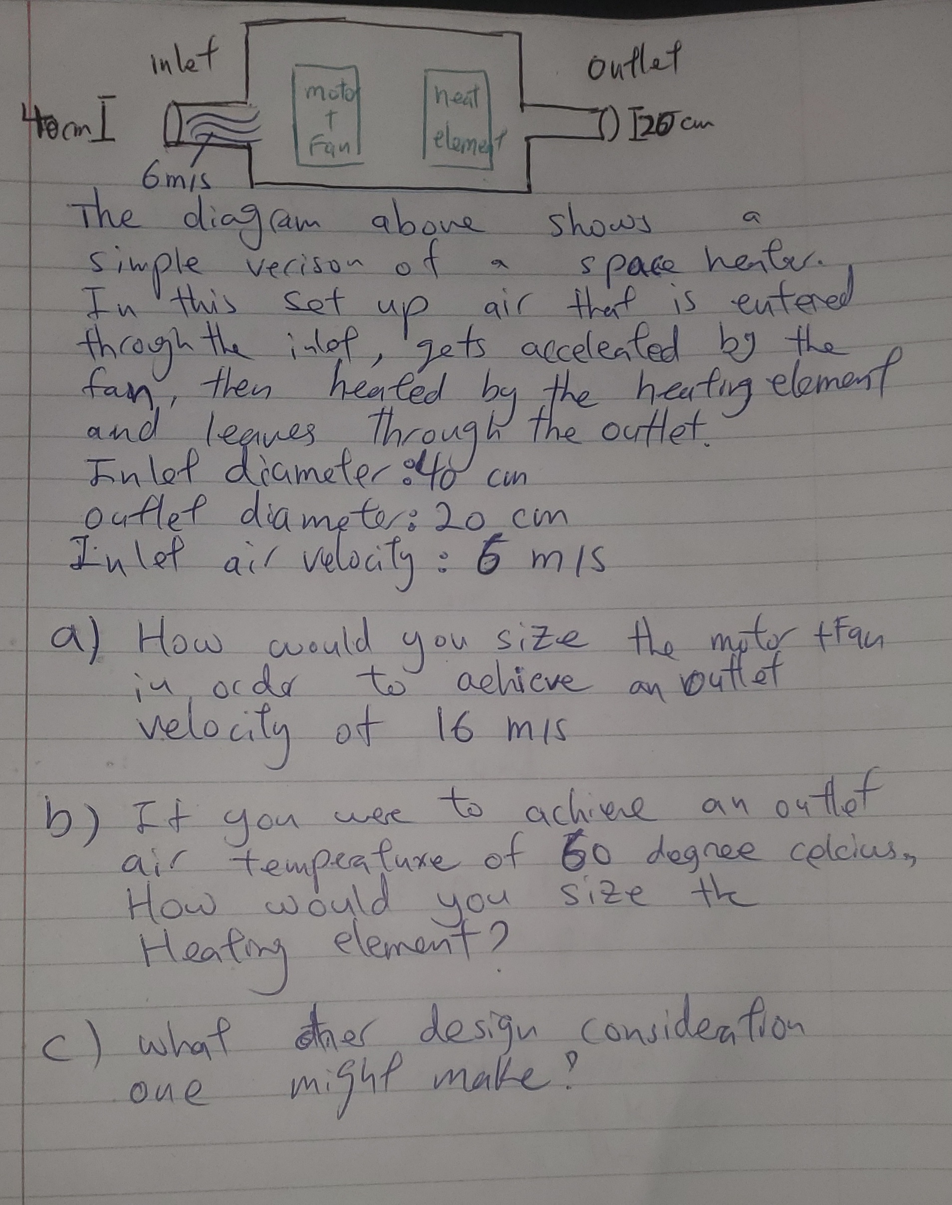 Solved Basic Thermo/Fluid Dynamics questions D_inlet
