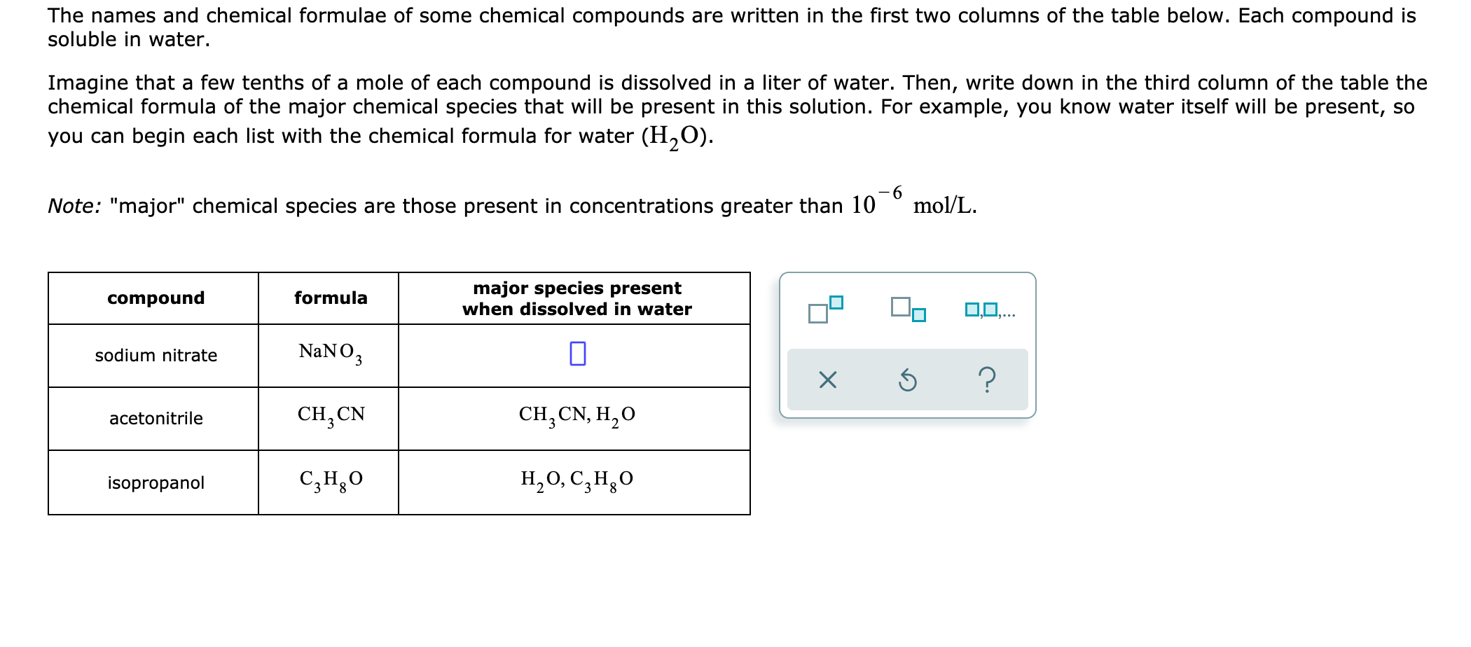 Solved The names and chemical formulae of some chemical