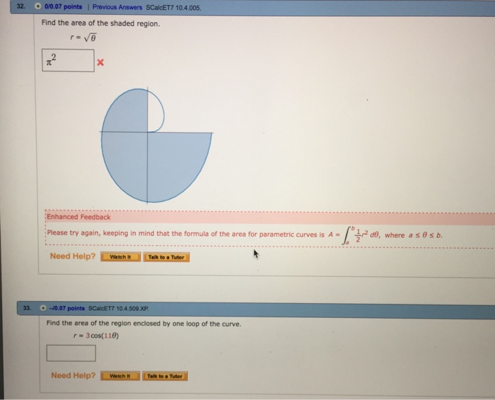 Solved Find the area of the shaded region. r = squareroot
