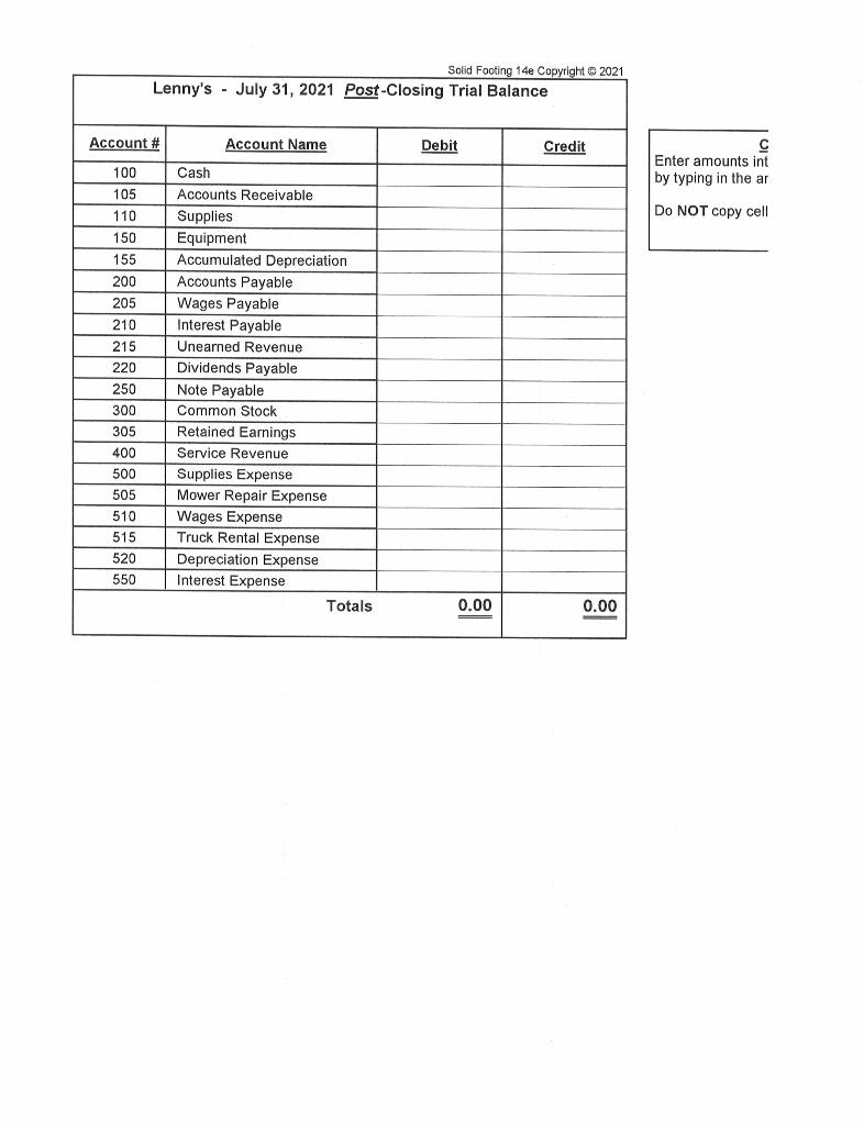 Accounting Cycle Project Solid Footing 14e To