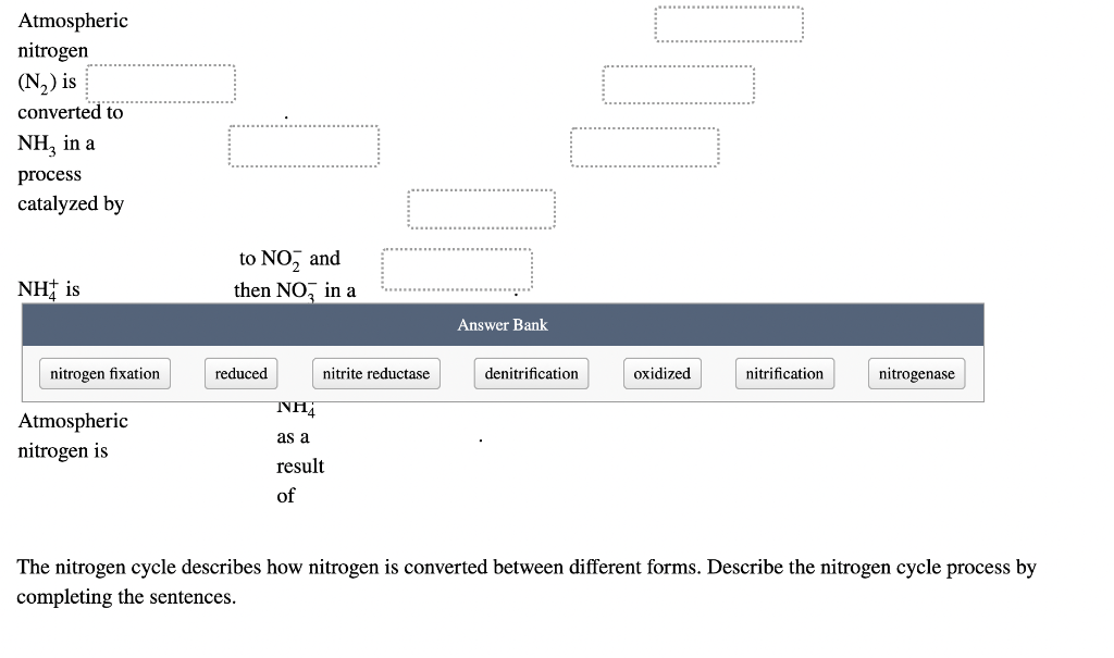 Solved Atmospheric nitrogen (N2) is converted to NH, in a