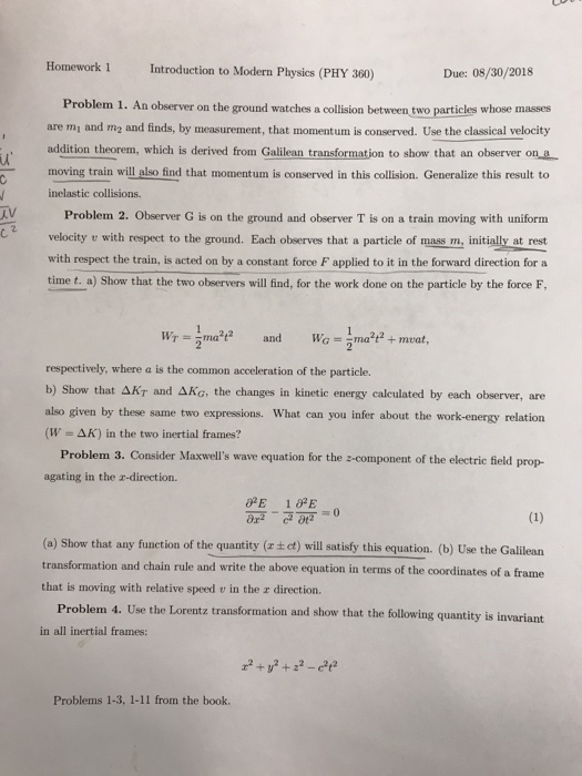 Solved Homework 1 Introduction To Modern Physics (PHY 360...