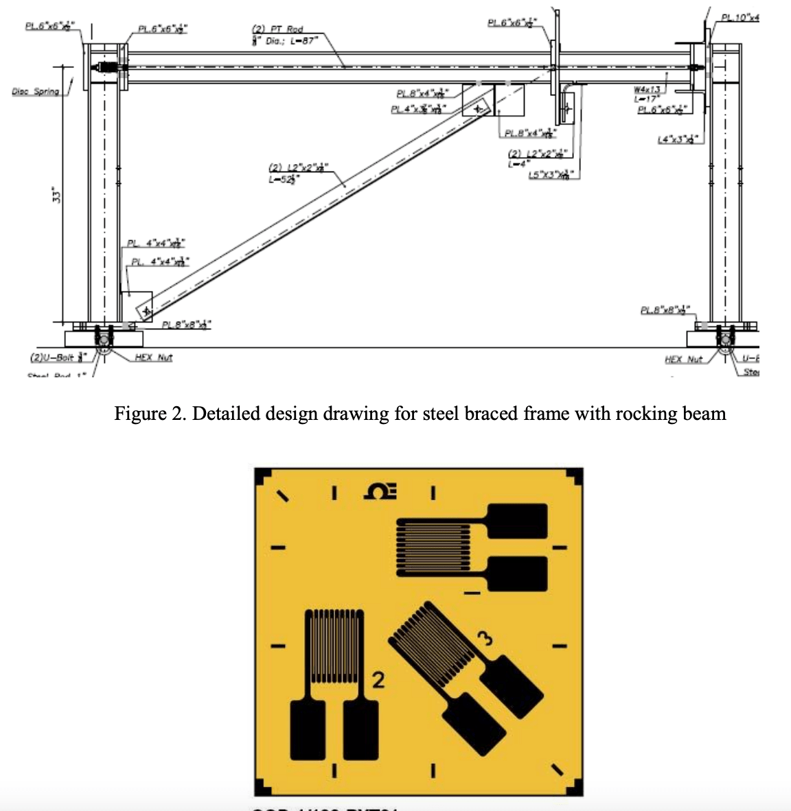 Figure 1. Steel braced frame pushed by lateral load V