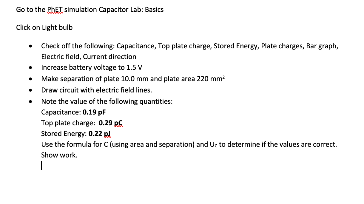 Solved Go to the PhET simulation Capacitor Lab Basics Click