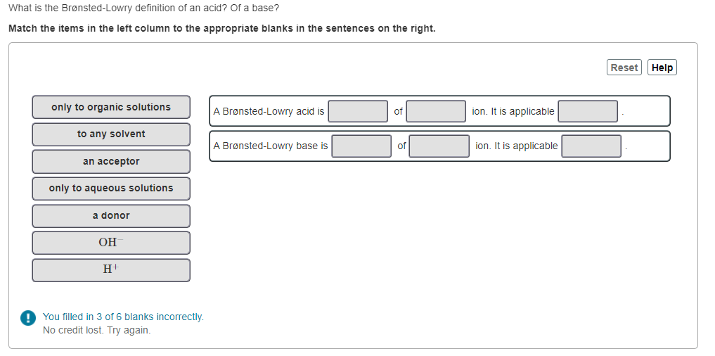 Solved What is the BrønstedLowry definition of an acid? Of