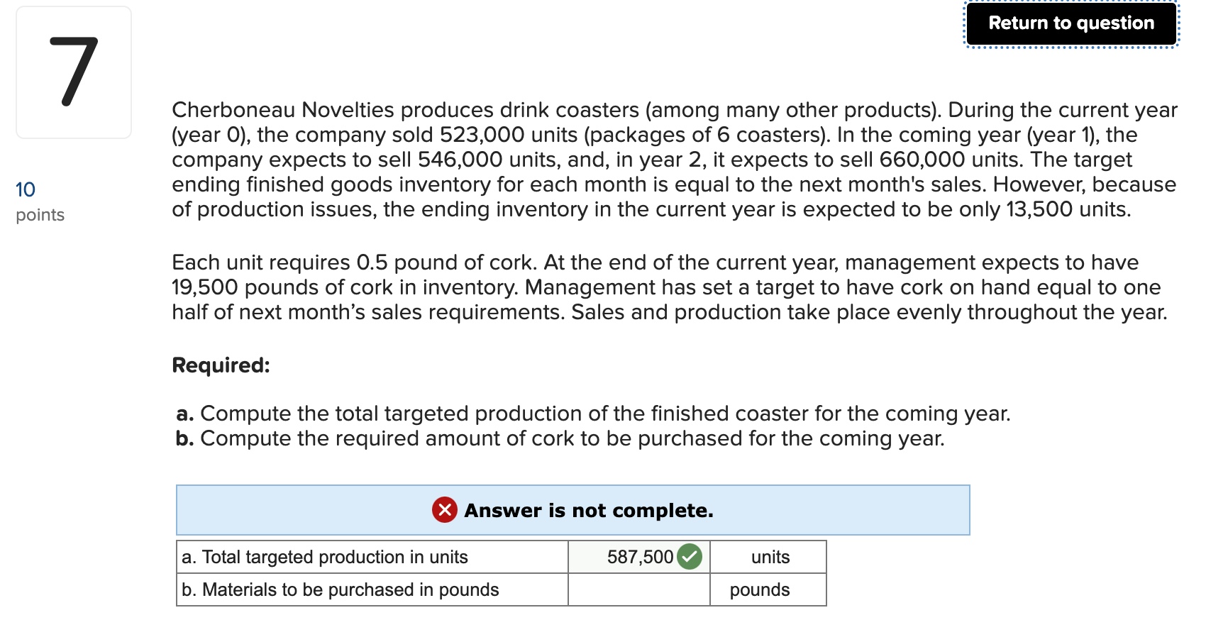 Solved Cherboneau Novelties produces drink coasters (among