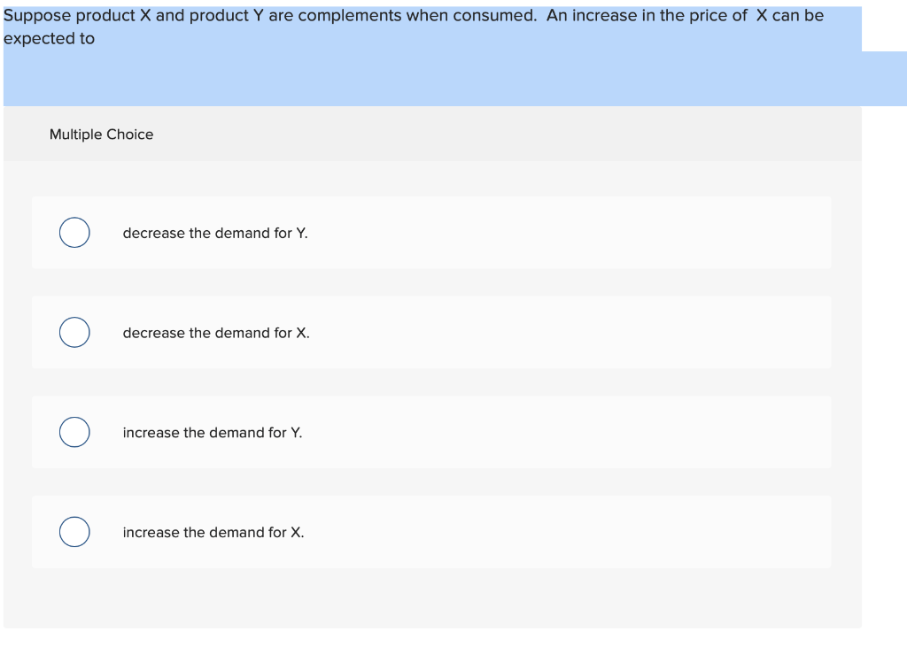 Solved Suppose product X and product Y are complements when