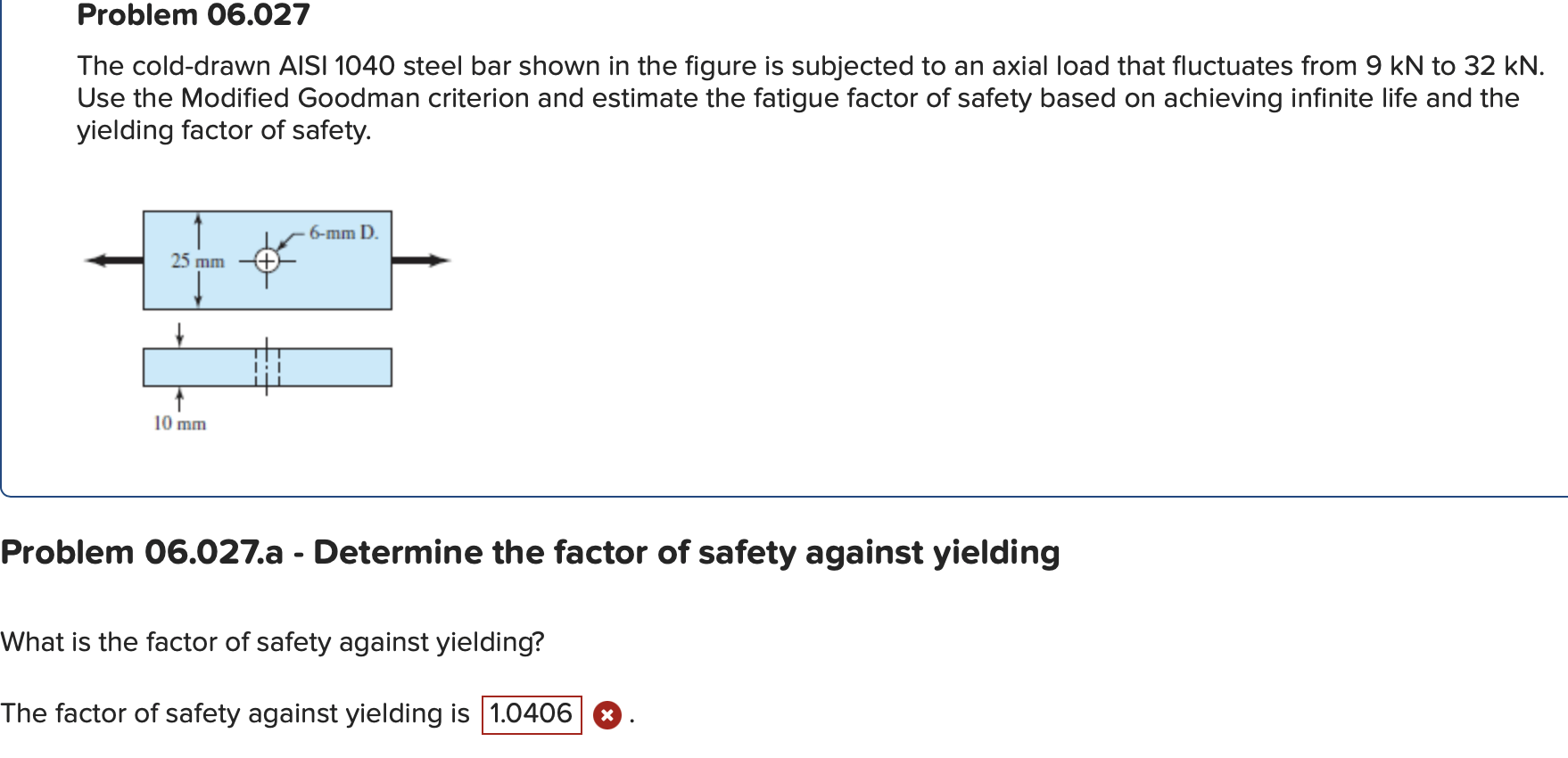 Solved Problem 06.027 The colddrawn AISI 1040 steel bar