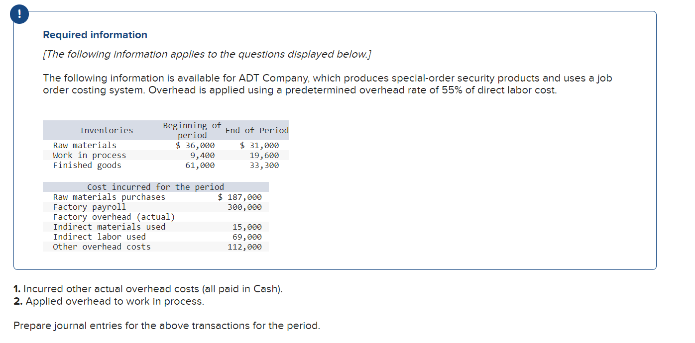 Solved The following information is available for ADT