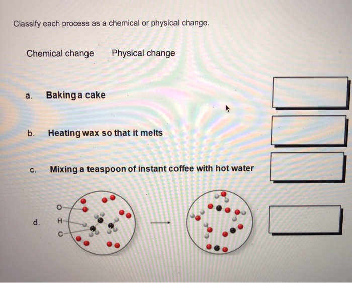 Solved Classify each process as a chemical or physical