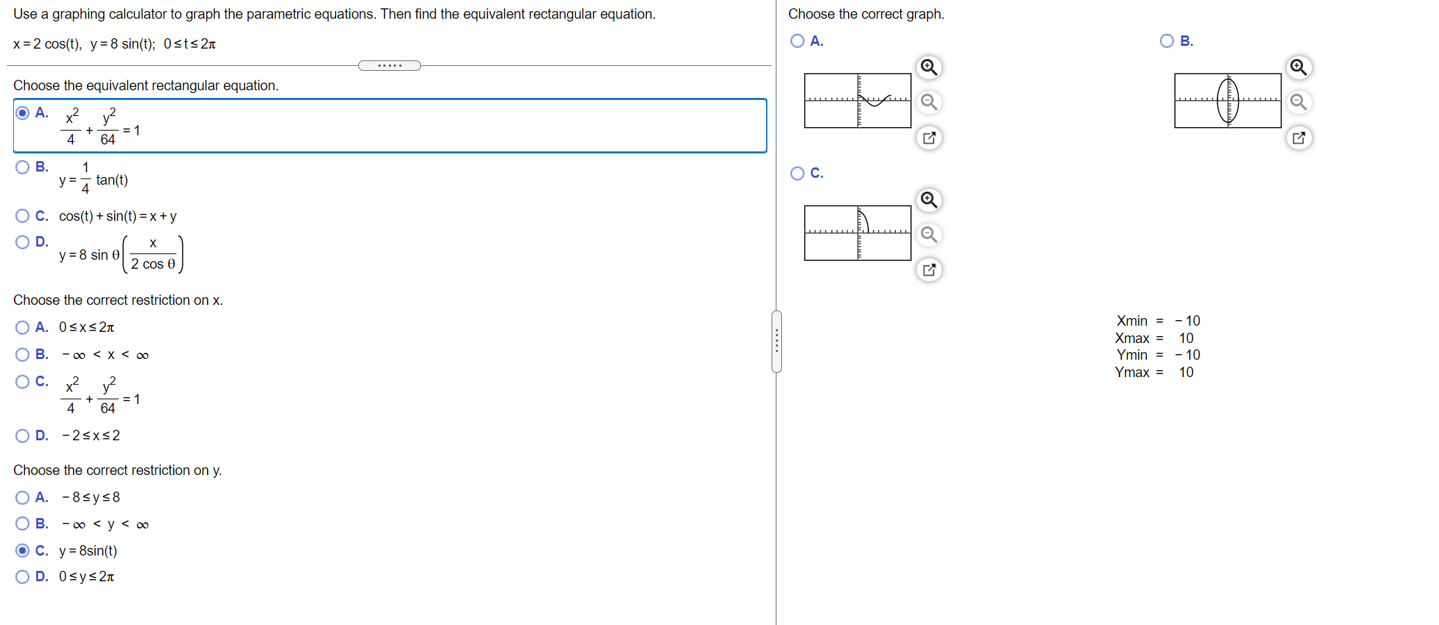 Solved Use a graphing calculator to graph the parametric