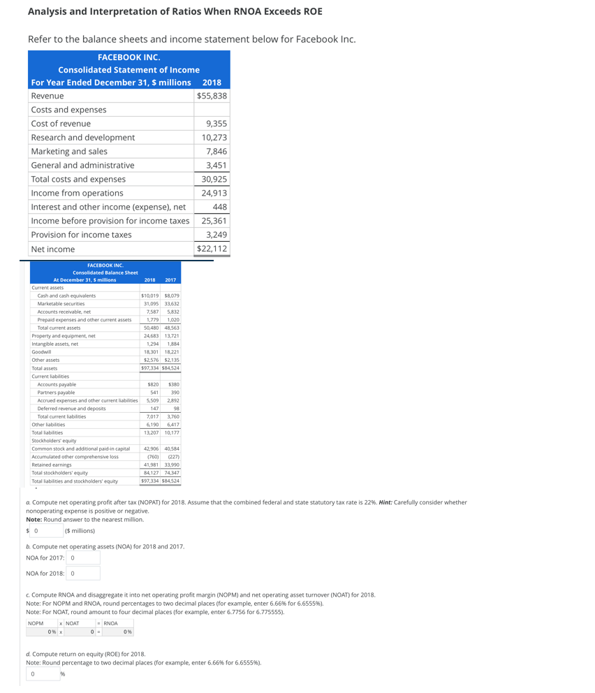 Solved Compute RNOA With Disaggregation Selected Balance