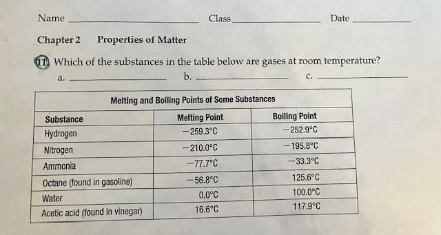 Solved Chapter 2 Properties of Matter 11. Which of the | Chegg.com