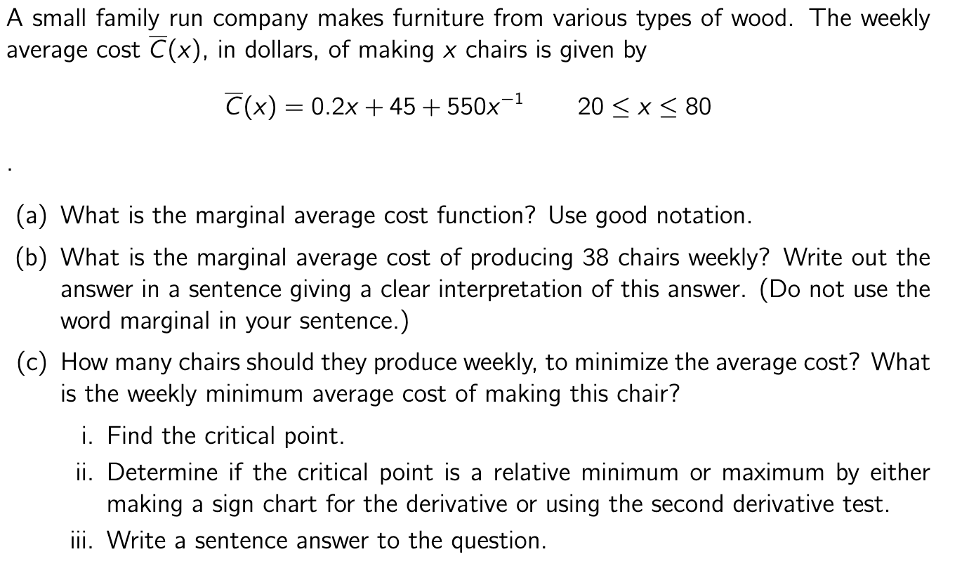 Solved A small family run company makes furniture from