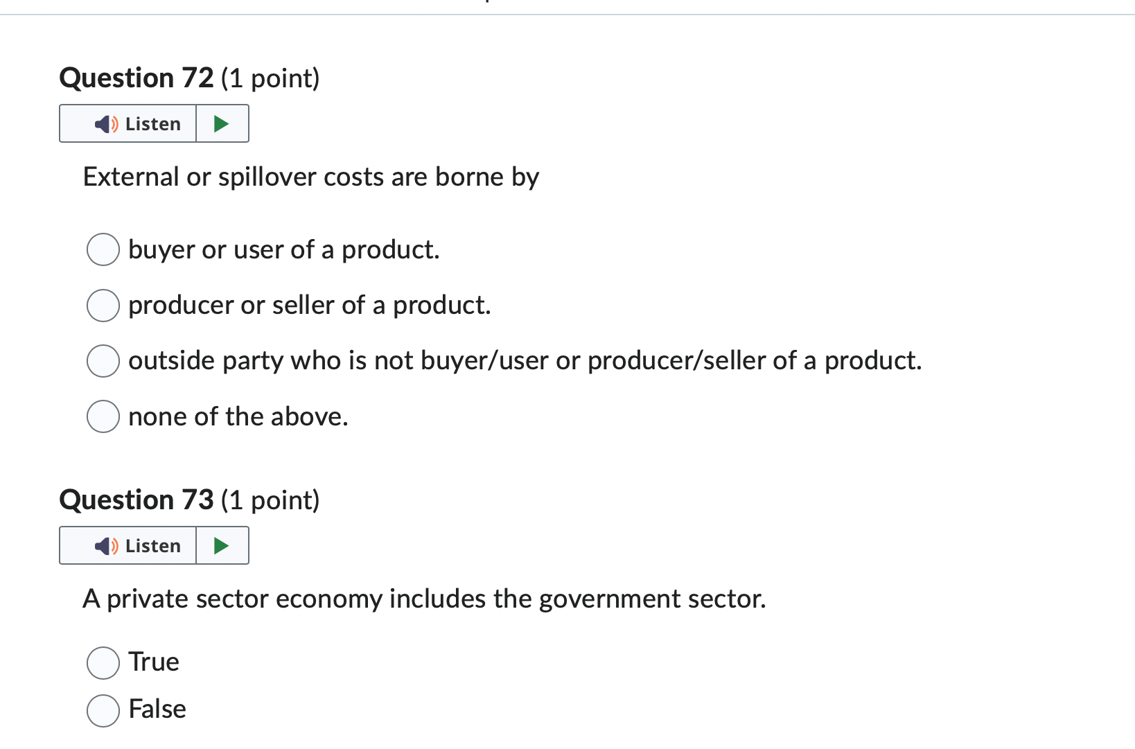 Solved External or spillover costs are borne by buyer or