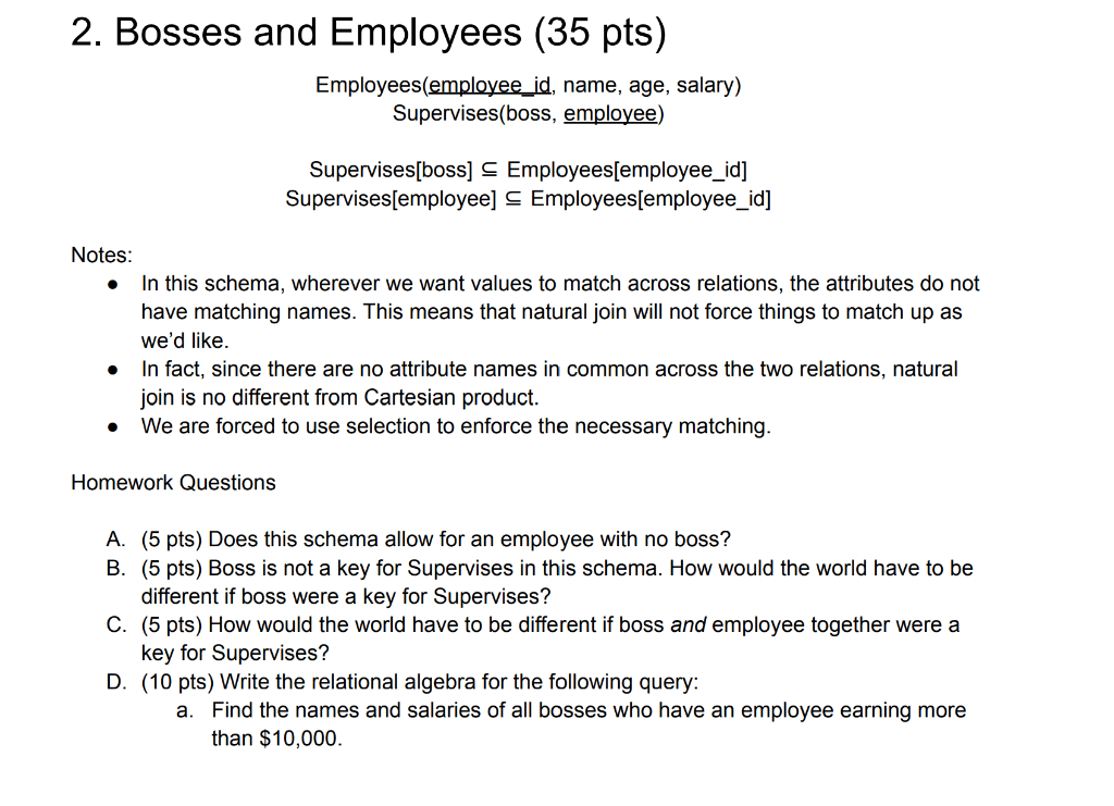 Solved 2. Bosses and Employees (35 pts) | Chegg.com