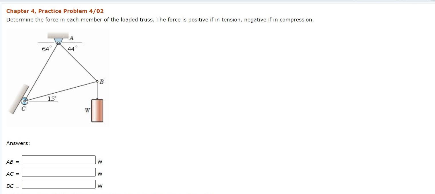 Solved Chapter 4, Practice Problem 4/02 Determine the force | Chegg.com