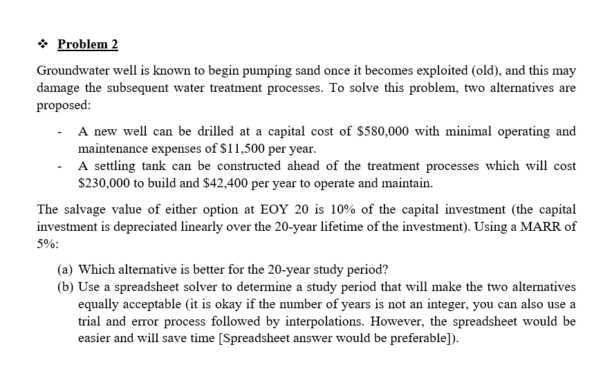 Solved Problem 2 Groundwater well is known to begin pumping