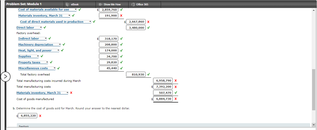 Solved b. Determine the cost of goods sold for March. Round