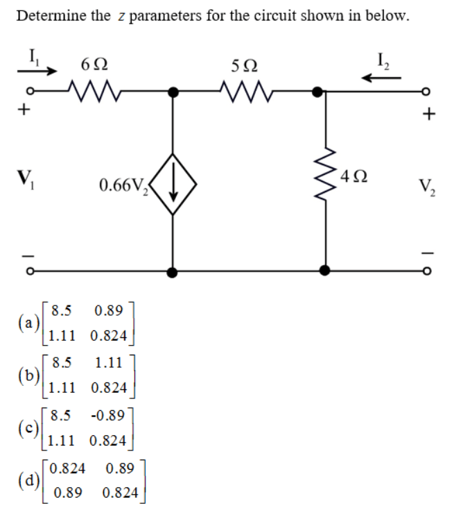 Solved Determine the z parameters for the circuit shown in