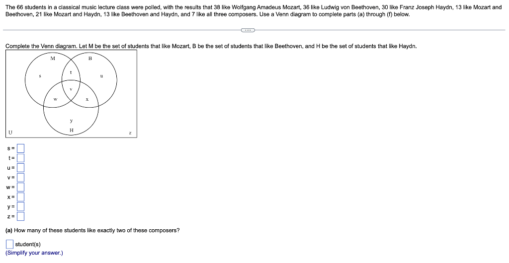 Solved The 66 students in a classical music lecture class | Chegg.com