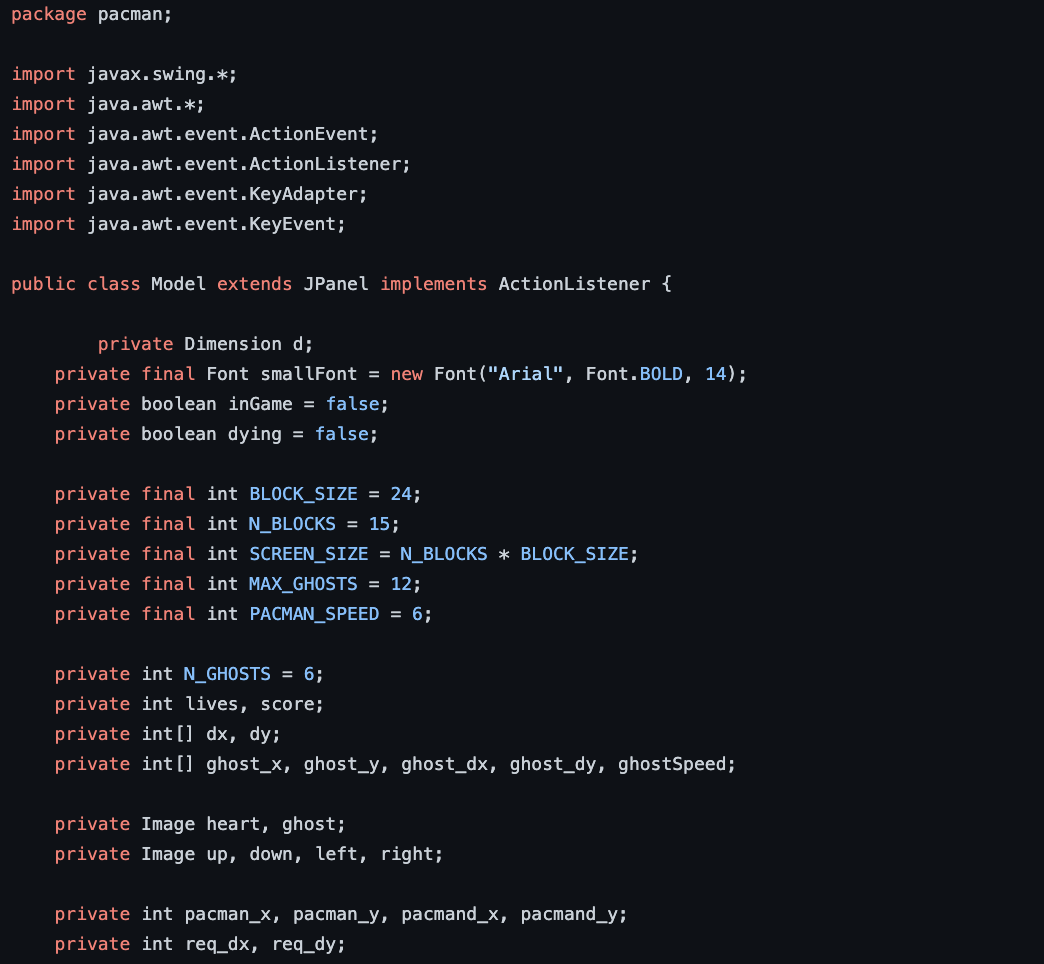Solved package pacman; import javax.swing.*; import
