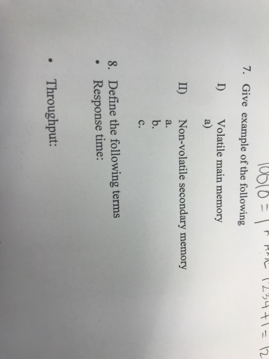 Solved 7. Give Example Of The Following I) Volatile Main
