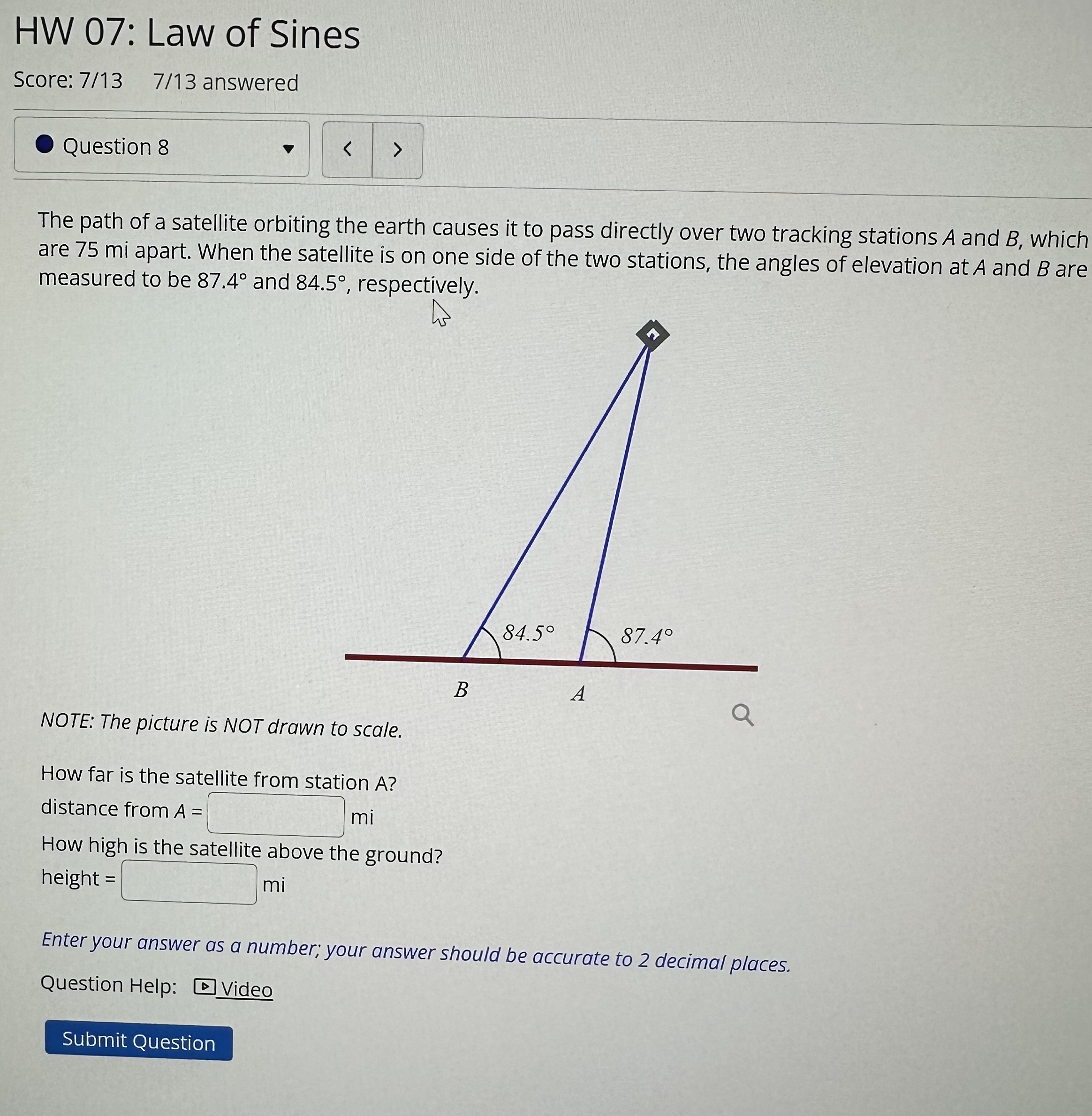 Solved HW 07: Law of Sines Score: 7//13quad7//13 answered | Chegg.com