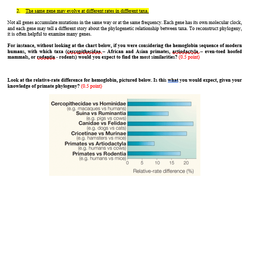 SECTION 3 MOLECULAR CLOCKS (5 points) You can