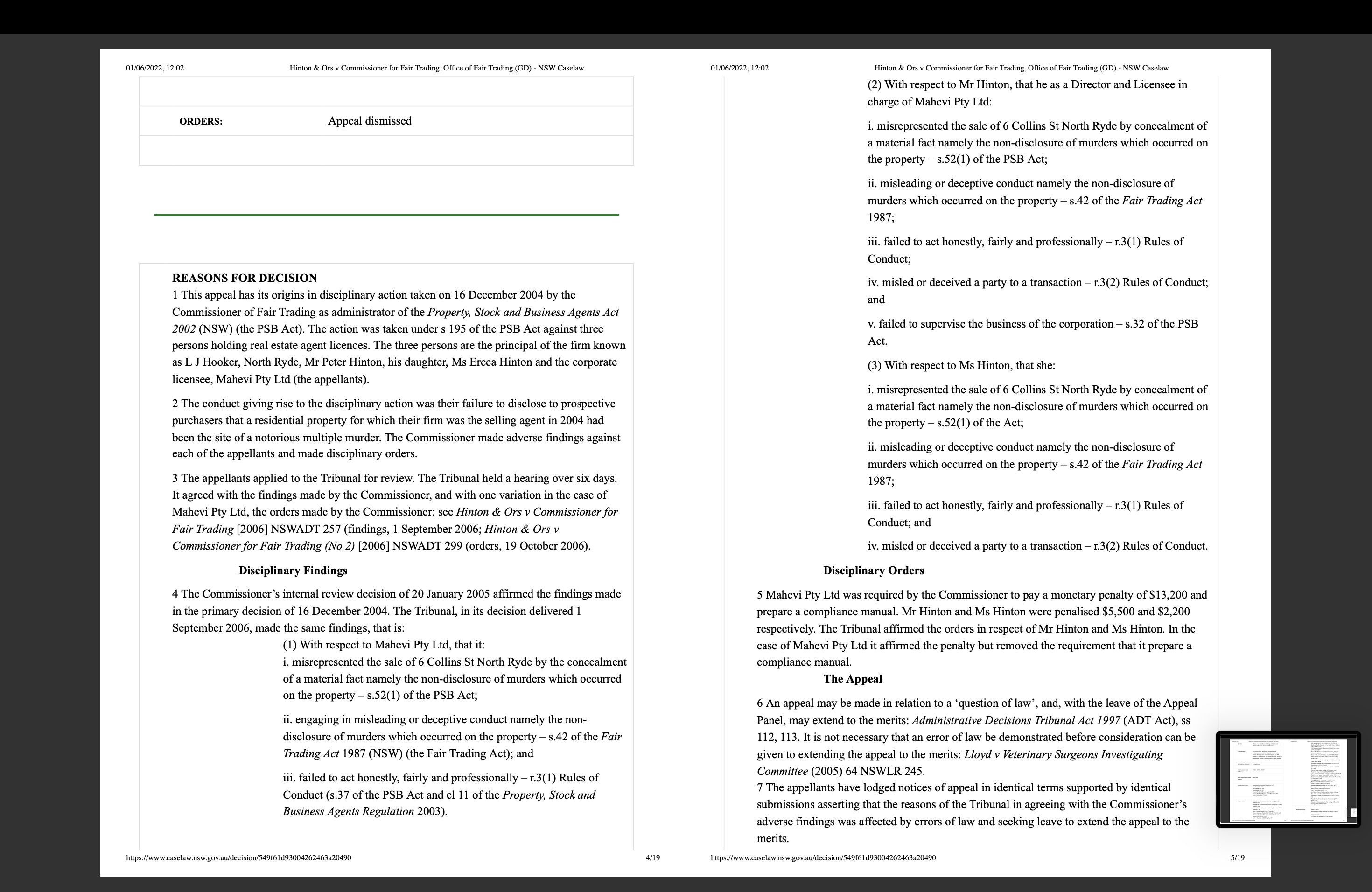 Review the below published prosecution and answer the